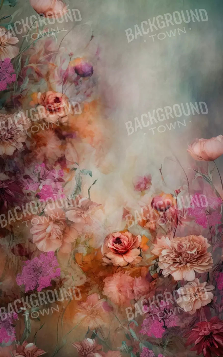 Pink Flowers Dancing 5’X8’ Ultracloth (60 X 96 Inch) Backdrop