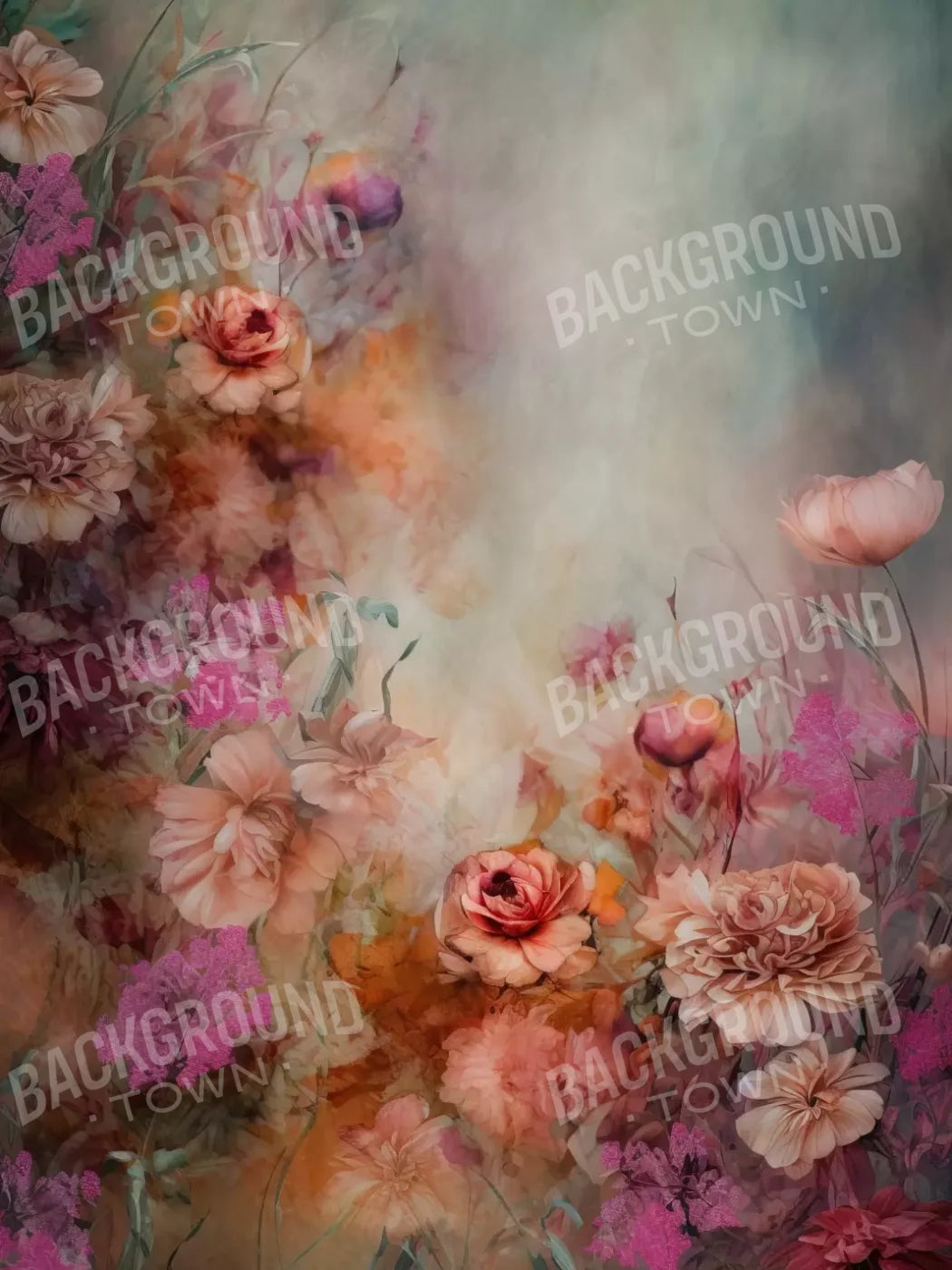 Pink Flowers Dancing 6’X8’ Fleece (72 X 96 Inch) Backdrop