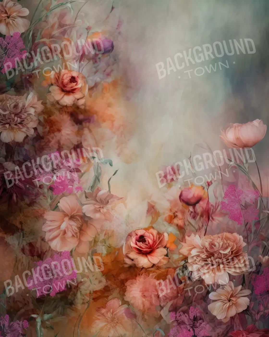 Pink Flowers Dancing 8’X10’ Fleece (96 X 120 Inch) Backdrop