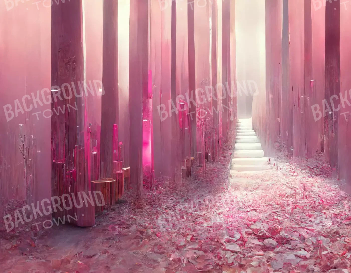 Pink Forest 8’X6’ Fleece (96 X 72 Inch) Backdrop