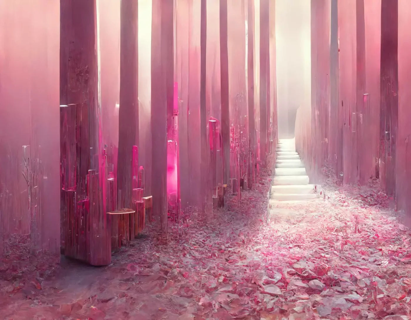 Pink Forest 8’X6’ Fleece (96 X 72 Inch) Backdrop