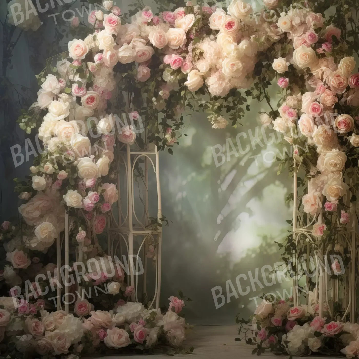 Pink Ivory Rose Arch 10’X10’ Ultracloth (120 X Inch) Backdrop