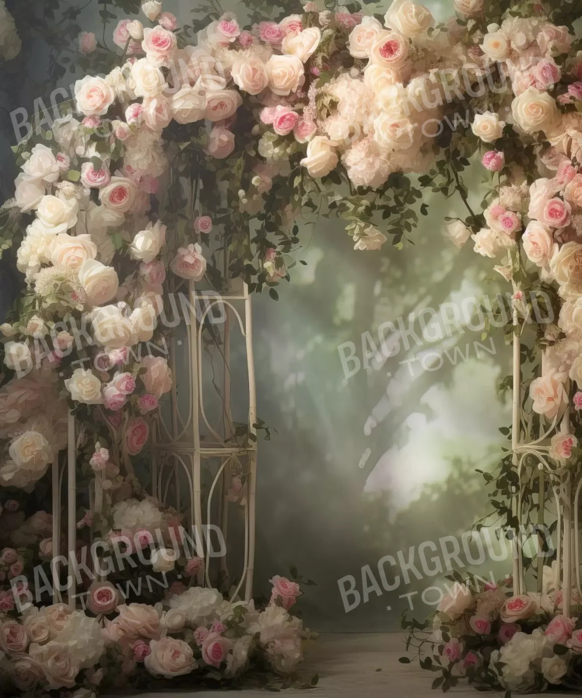 Pink Ivory Rose Arch 10’X12’ Ultracloth (120 X 144 Inch) Backdrop