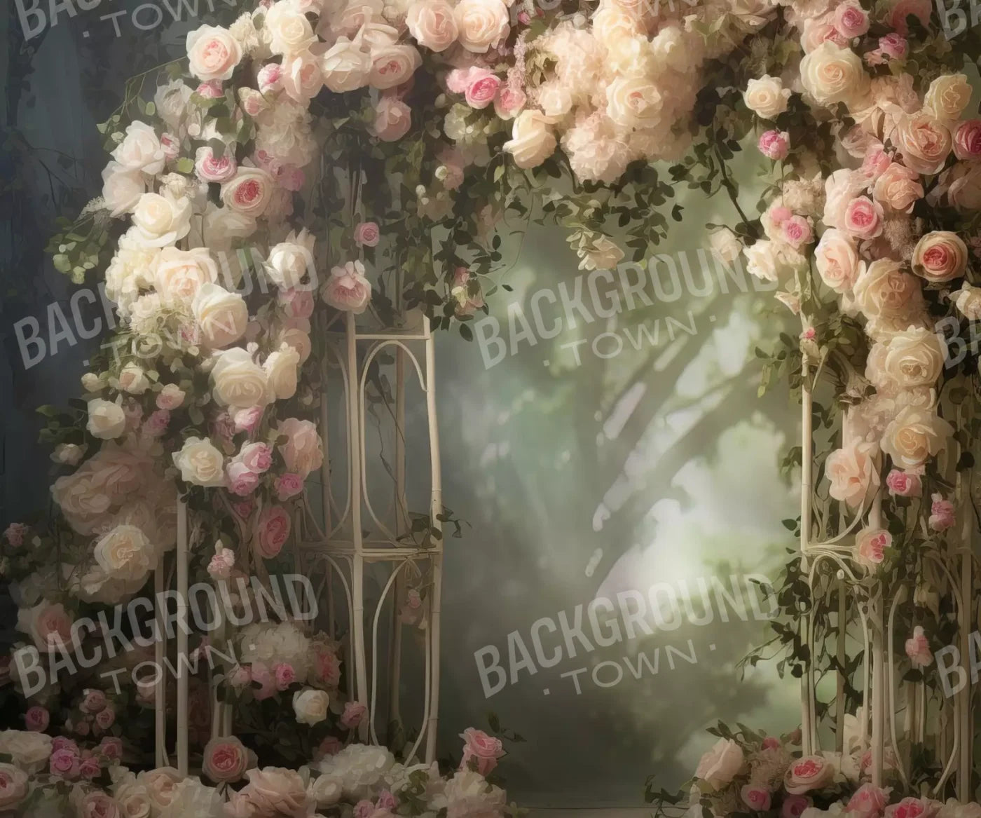 Pink Ivory Rose Arch 12’X10’ Ultracloth (144 X 120 Inch) Backdrop