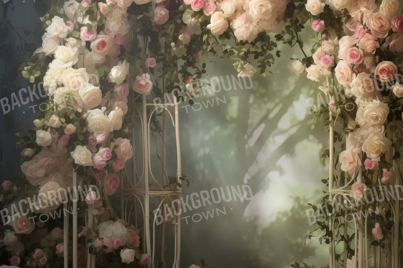 Pink Ivory Rose Arch 12’X8’ Ultracloth (144 X 96 Inch) Backdrop