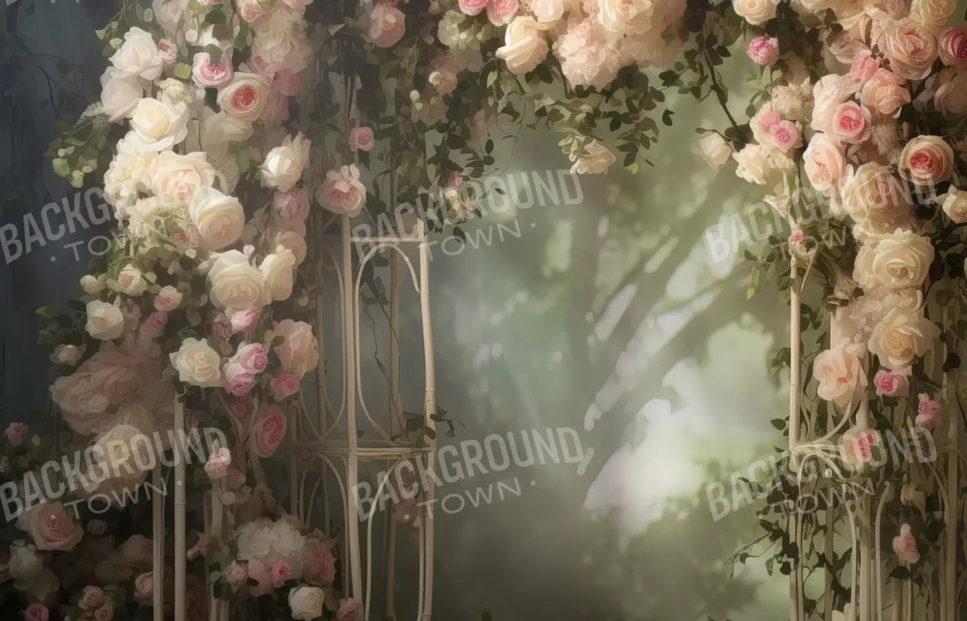 Pink Ivory Rose Arch 14’X9’ Ultracloth (168 X 108 Inch) Backdrop