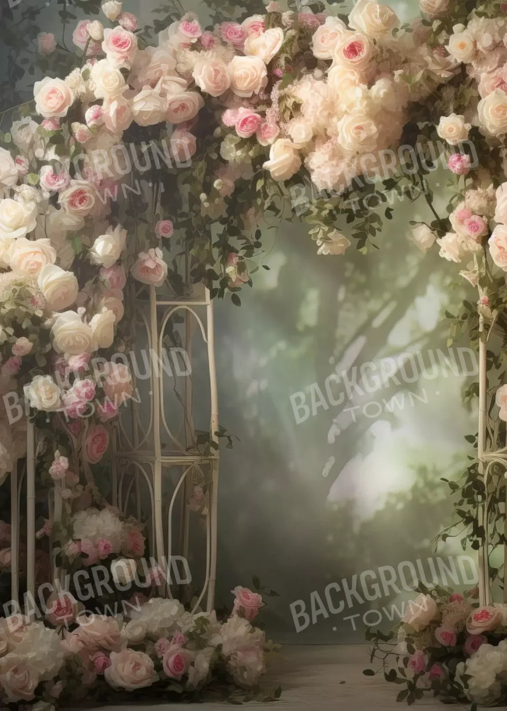 Pink Ivory Rose Arch 5’X7’ Ultracloth (60 X 84 Inch) Backdrop