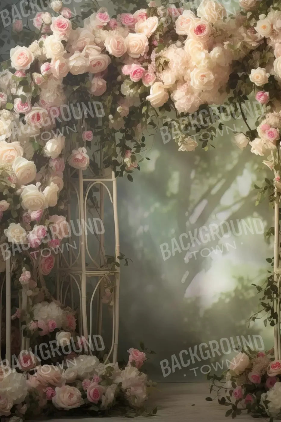 Pink Ivory Rose Arch 8’X12’ Ultracloth (96 X 144 Inch) Backdrop