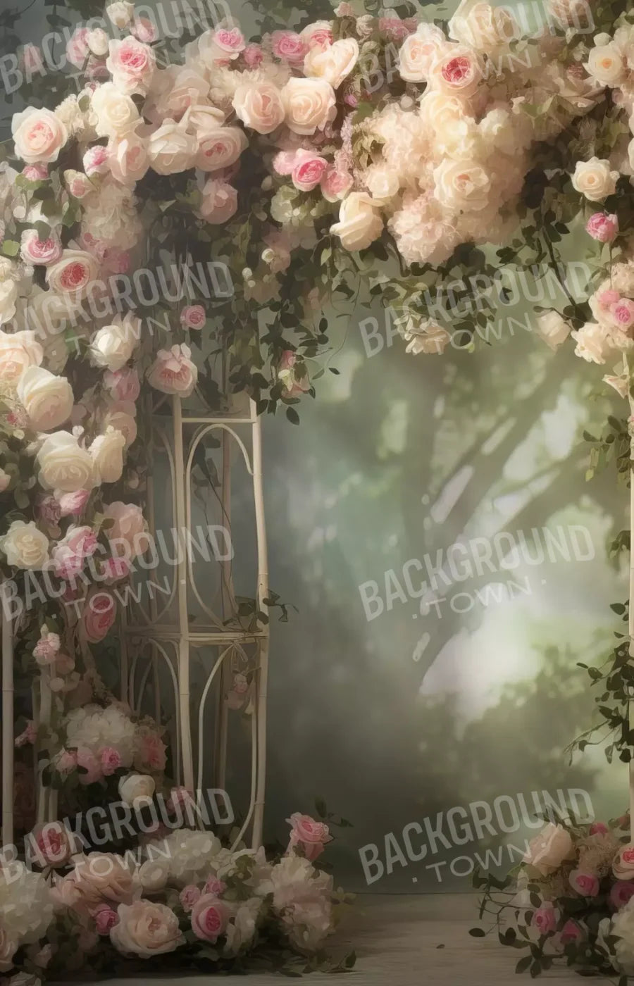 Pink Ivory Rose Arch 9’X14’ Ultracloth (108 X 168 Inch) Backdrop