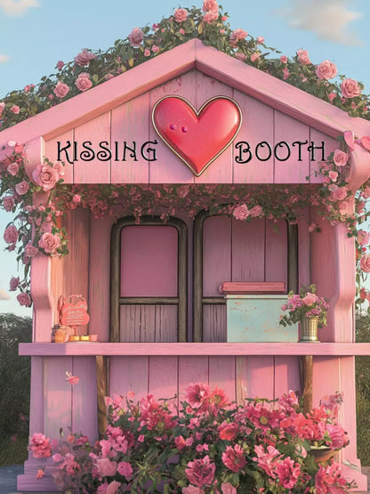 Pink Kissing Booth 6’X8’ Fleece (72 X 96 Inch) Backdrop