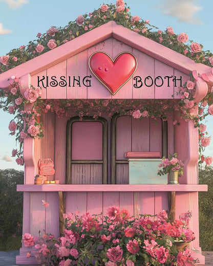 Pink Kissing Booth 8’X10’ Fleece (96 X 120 Inch) Backdrop