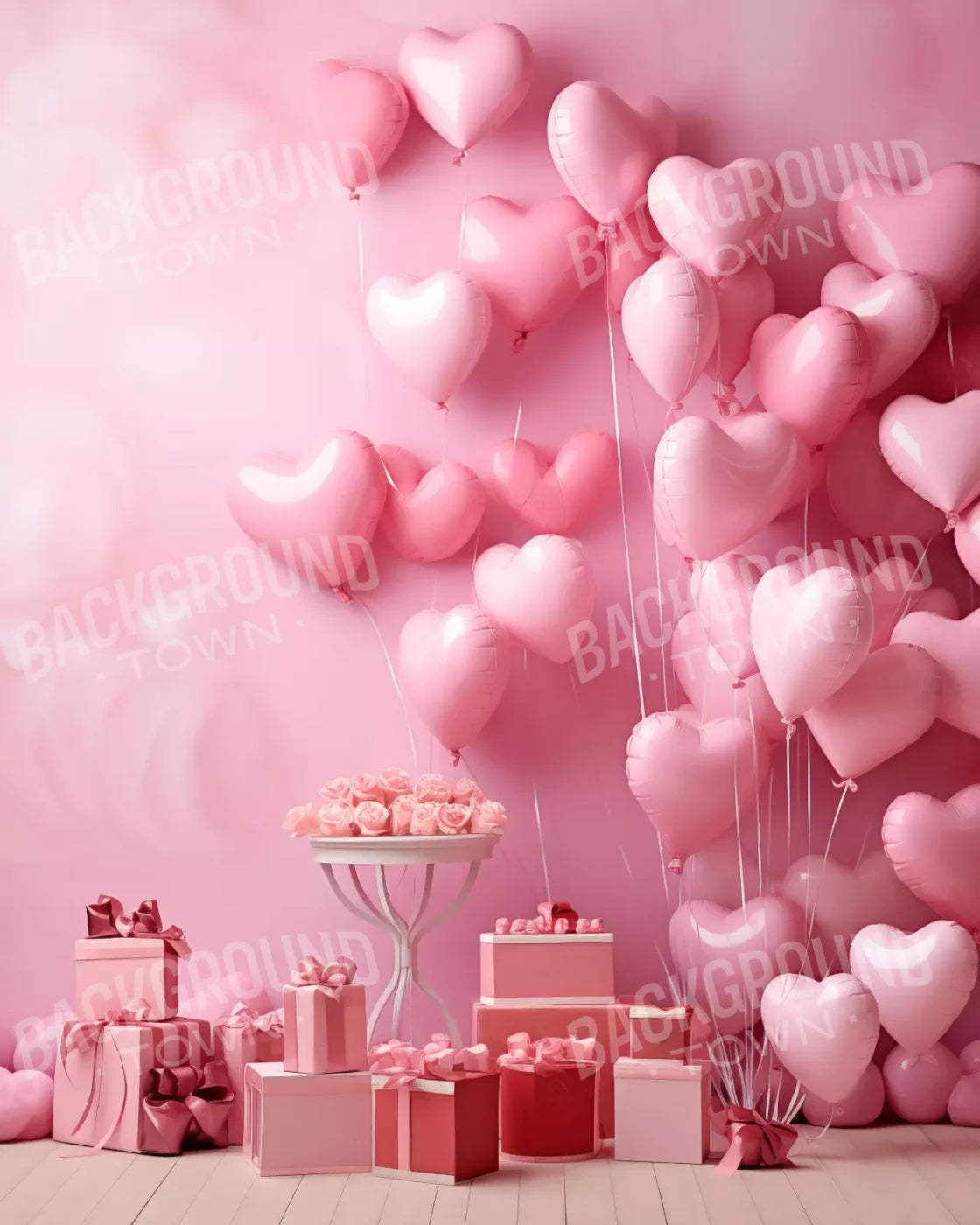 Pink Love Party 8’X10’ Fleece (96 X 120 Inch) Backdrop