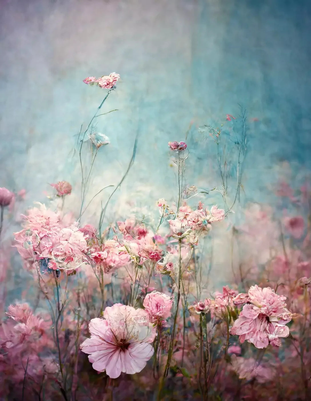 Pink Meadow 6X8 Fleece ( 72 X 96 Inch ) Backdrop