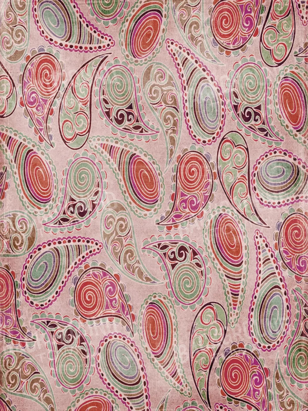 Pink Paisley 8X10 Fleece ( 96 X 120 Inch ) Backdrop