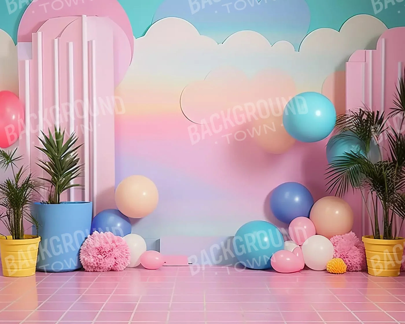Pink Play House I 10’X8’ Fleece (120 X 96 Inch) Backdrop