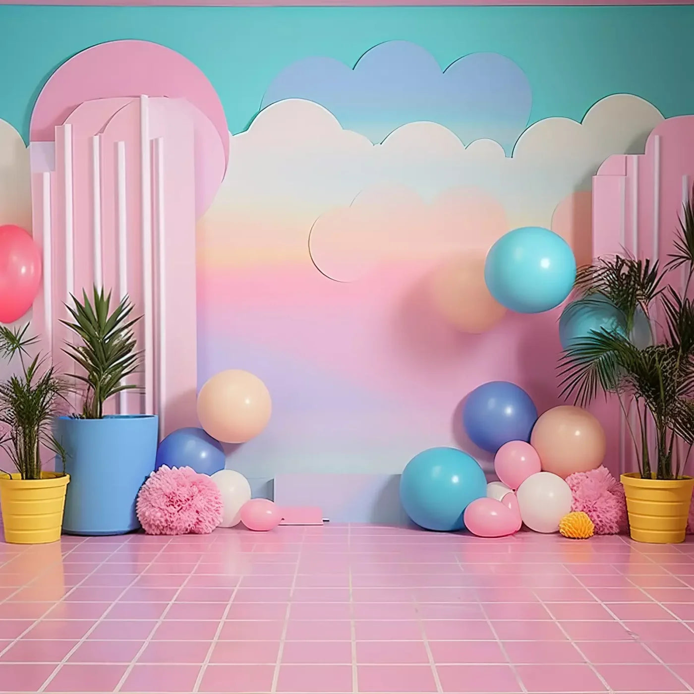 Pink Play House I 10’X10’ Ultracloth (120 X Inch) Backdrop