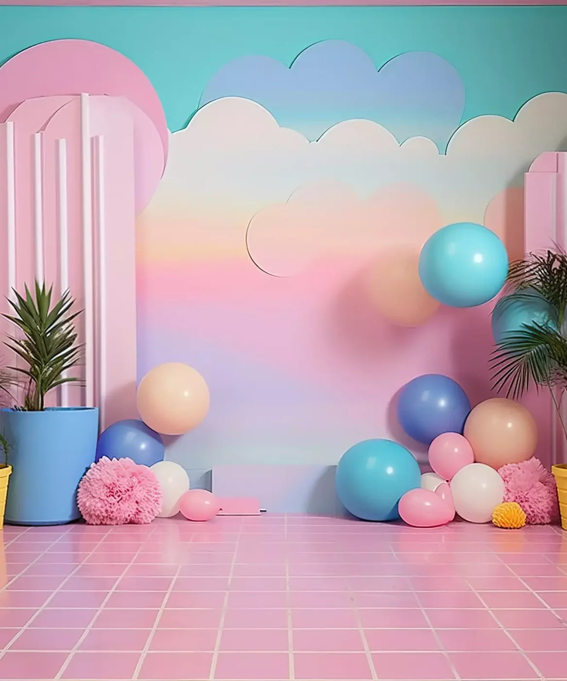 Pink Play House I 10’X12’ Ultracloth (120 X 144 Inch) Backdrop
