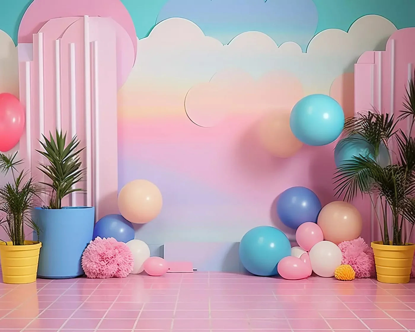 Pink Play House I 10’X8’ Fleece (120 X 96 Inch) Backdrop