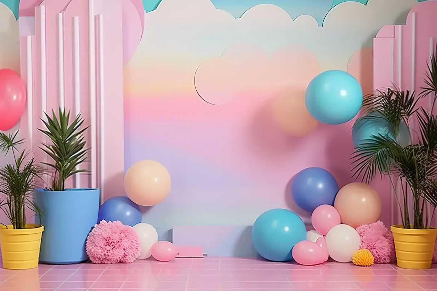 Pink Play House I 12’X8’ Ultracloth (144 X 96 Inch) Backdrop