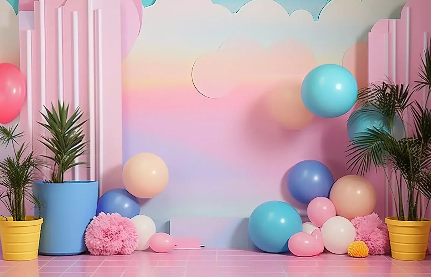 Pink Play House I 14’X9’ Ultracloth (168 X 108 Inch) Backdrop