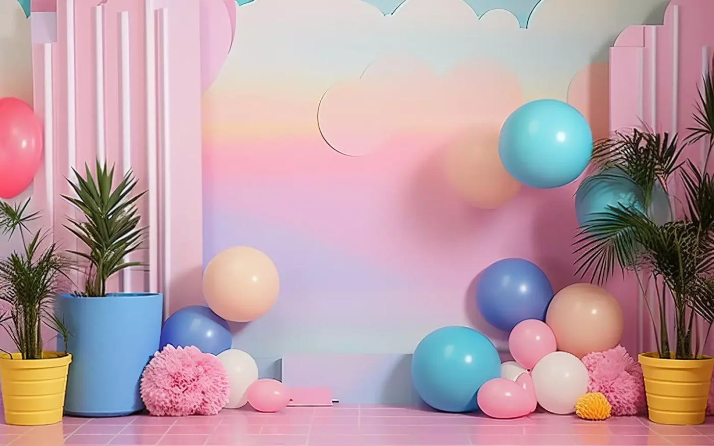 Pink Play House I 16’X10’ Ultracloth (192 X 120 Inch) Backdrop