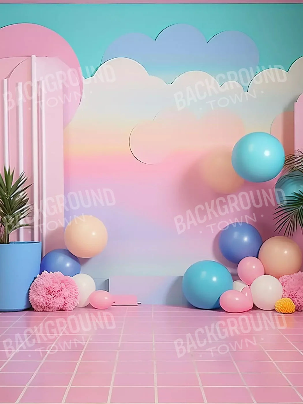 Pink Play House I 5’X6’8 Fleece (60 X 80 Inch) Backdrop