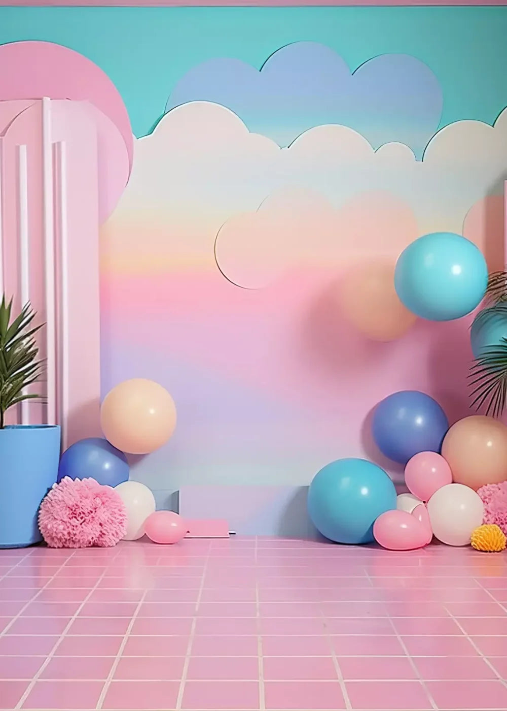 Pink Play House I 5’X7’ Ultracloth (60 X 84 Inch) Backdrop