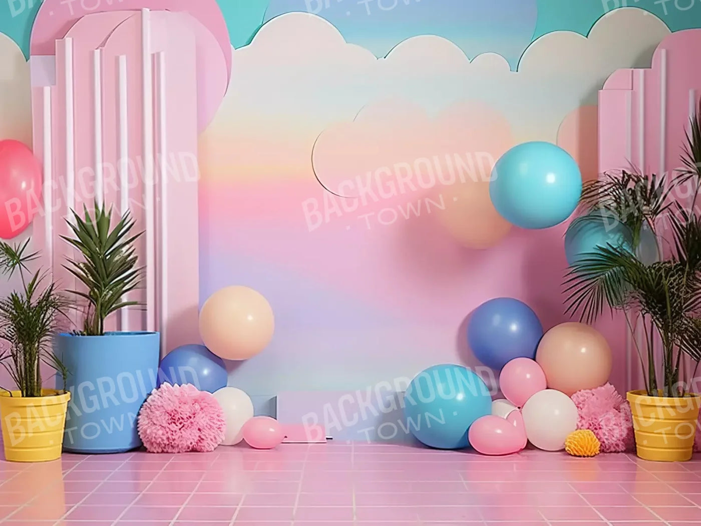 Pink Play House I 6’8X5’ Fleece (80 X 60 Inch) Backdrop