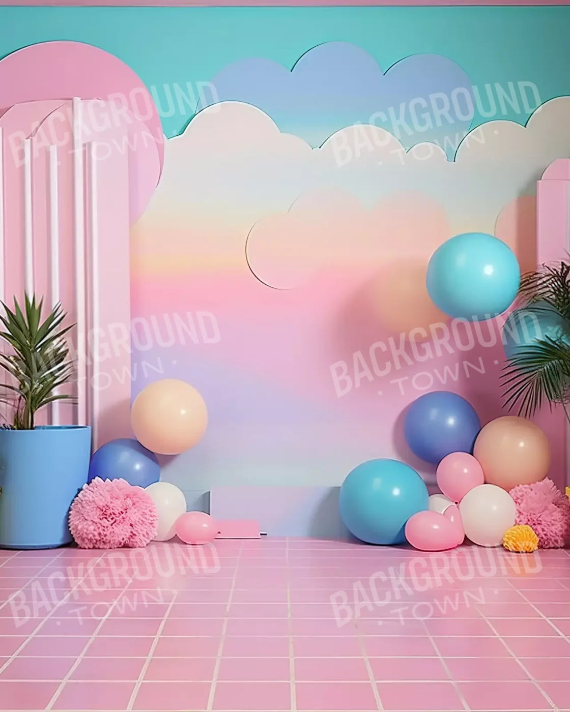 Pink Play House I 8’X10’ Fleece (96 X 120 Inch) Backdrop
