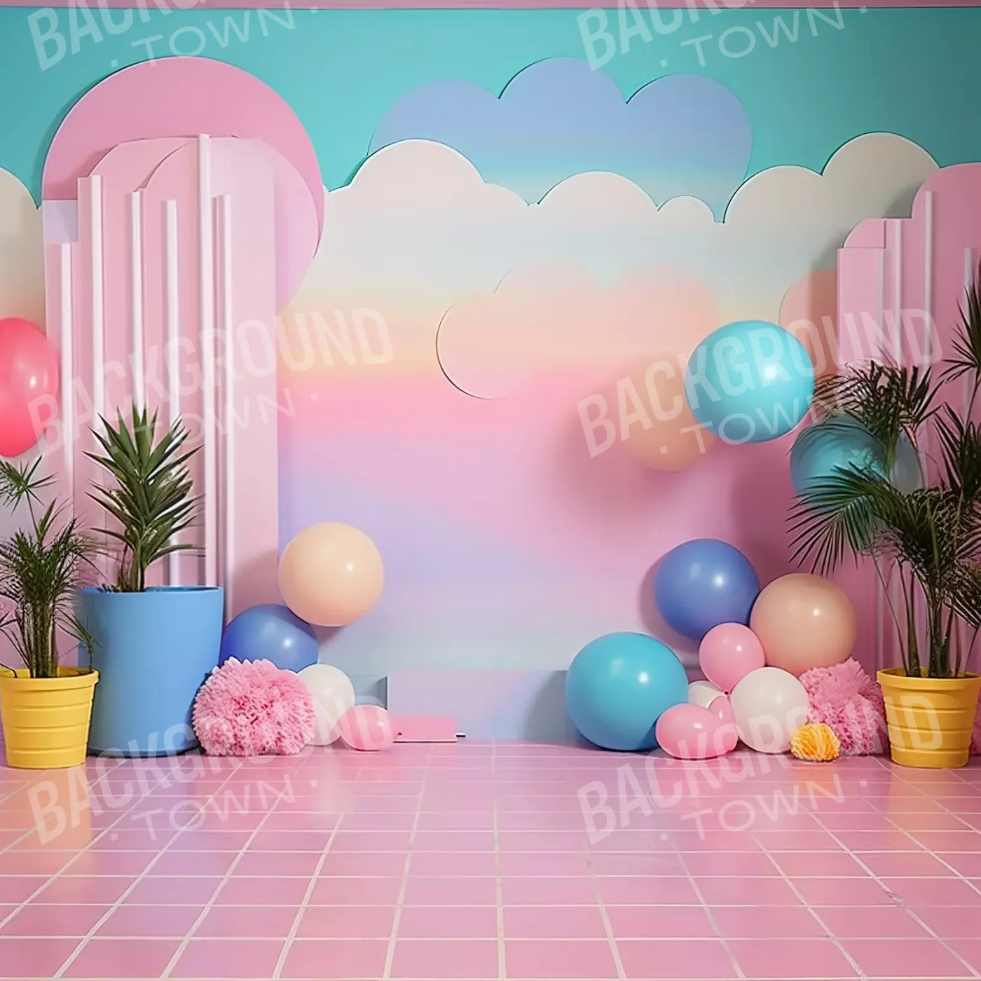 Pink Play House I 8’X8’ Fleece (96 X Inch) Backdrop