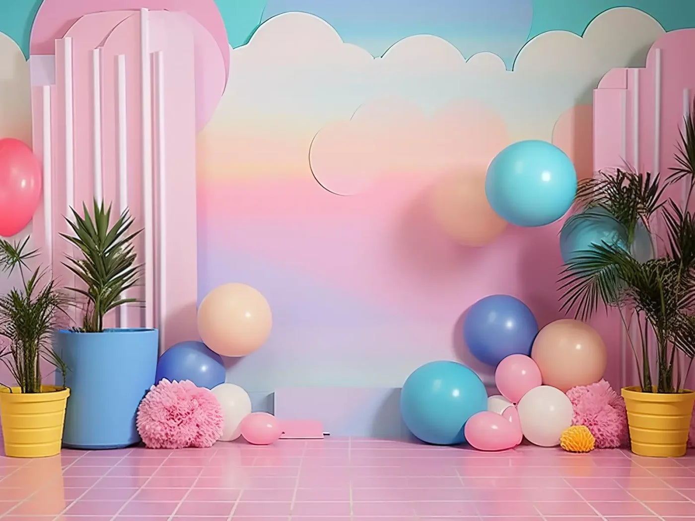 Pink Play House I 8’X6’ Fleece (96 X 72 Inch) Backdrop