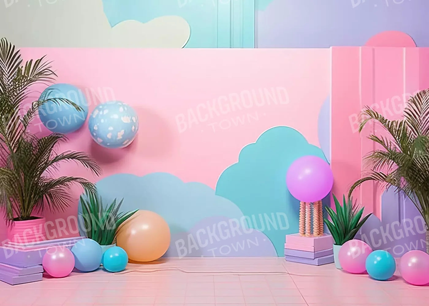 Pink Play House Ii 7’X5’ Ultracloth (84 X 60 Inch) Backdrop