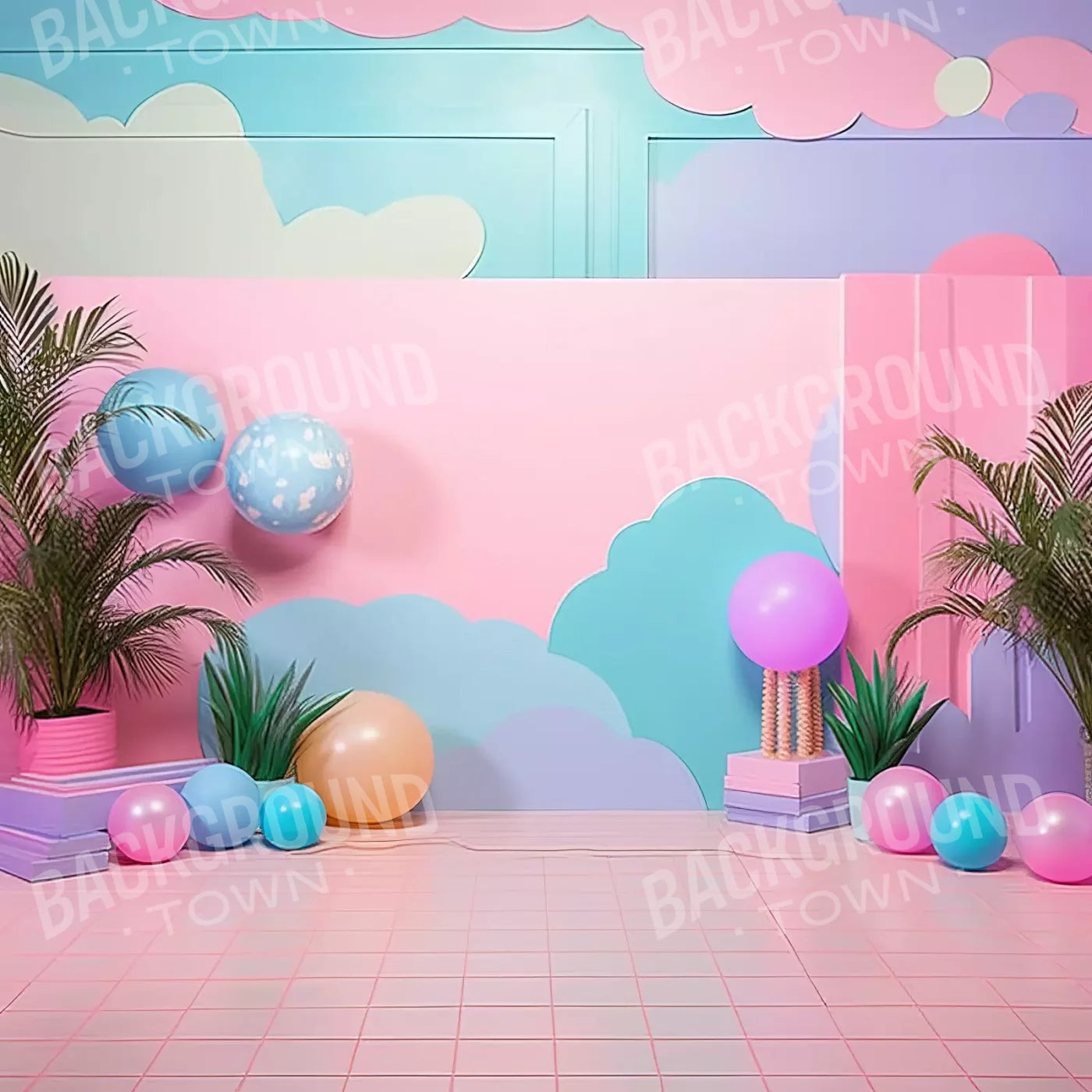 Pink Play House Ii 8’X8’ Fleece (96 X Inch) Backdrop