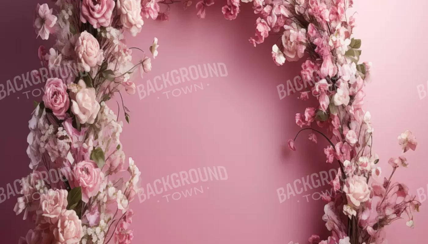 Pink Studio Floral Arch 14’X8’ Ultracloth (168 X 96 Inch) Backdrop