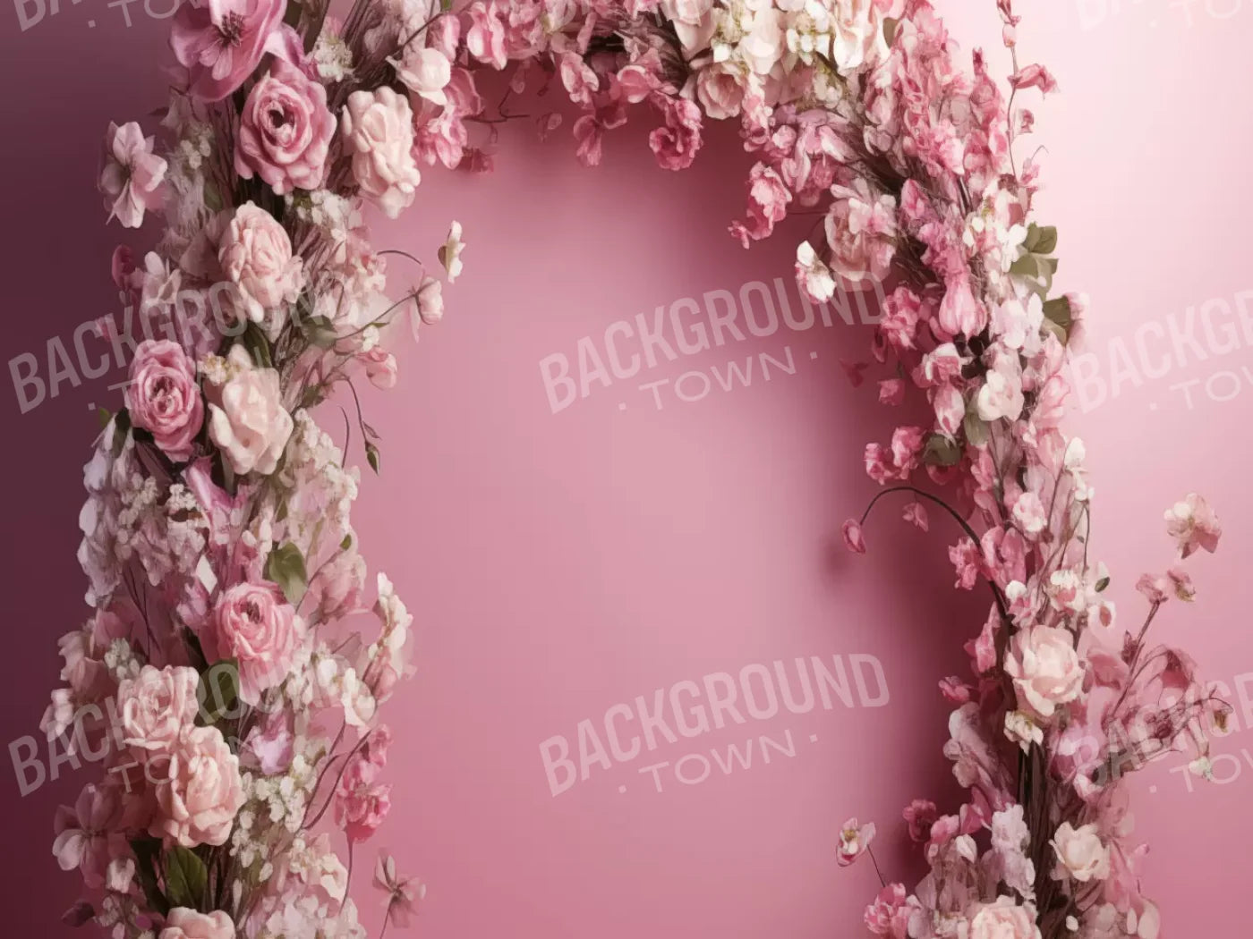 Pink Studio Floral Arch 6’8X5’ Fleece (80 X 60 Inch) Backdrop