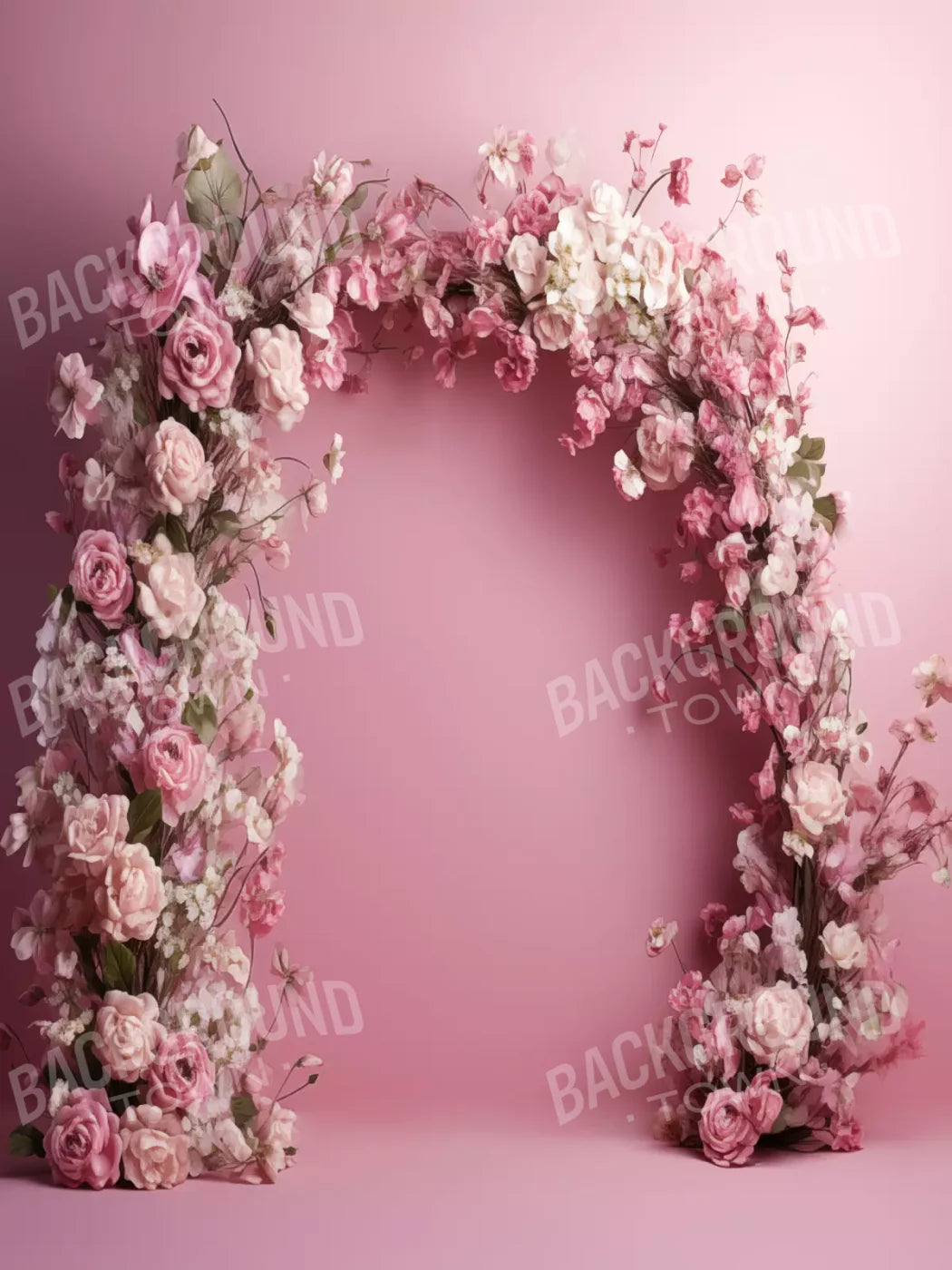 Pink Studio Floral Arch 6’X8’ Fleece (72 X 96 Inch) Backdrop