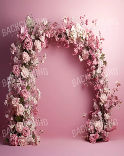 Pink Studio Floral Arch 8’X10’ Fleece (96 X 120 Inch) Backdrop