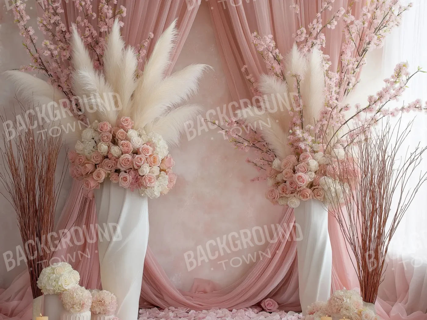 Pink Vases 6’8x5’ Fleece (80 x 60 inch) Backdrop