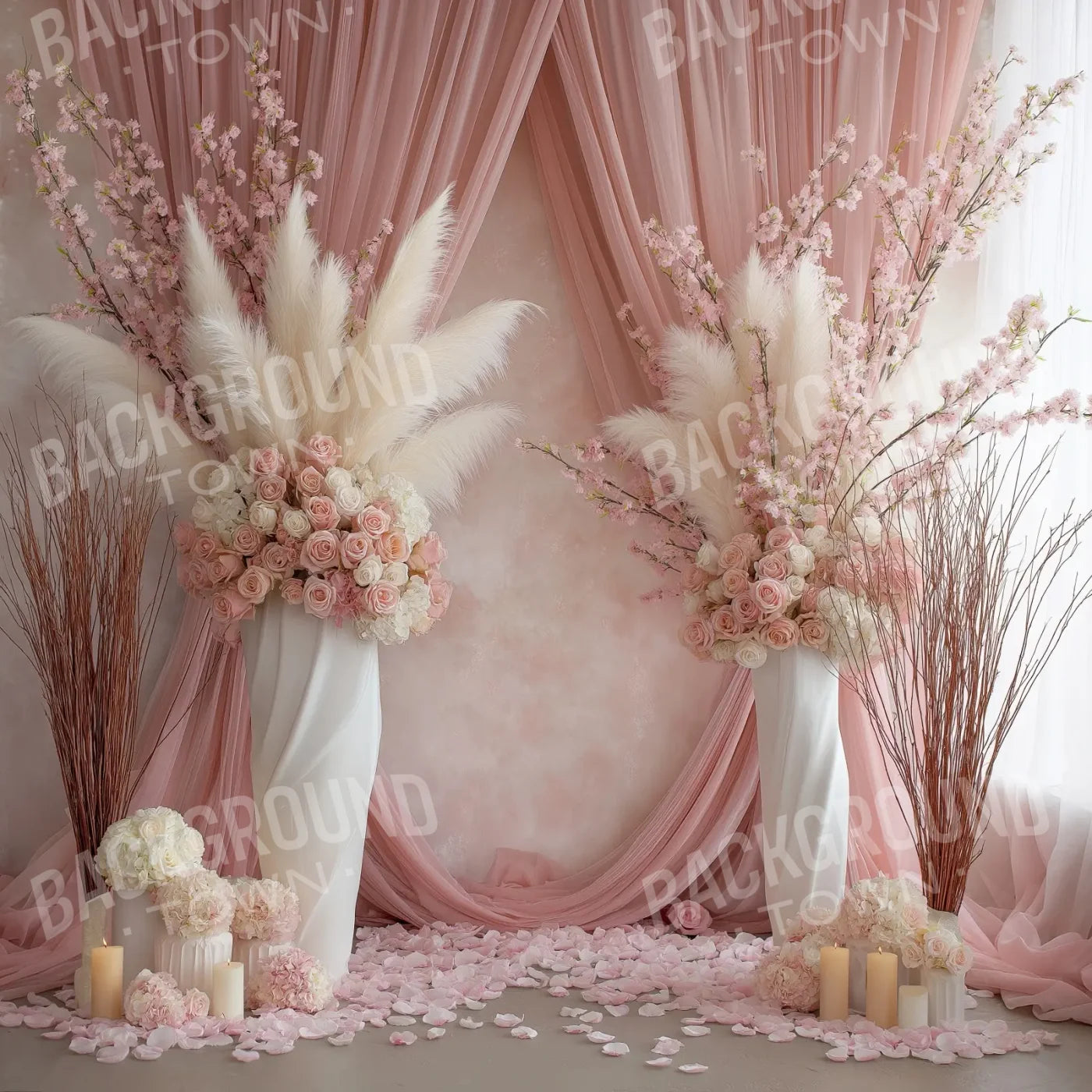 Pink Vases 8’x8’ Fleece (96 x 96 inch) Backdrop