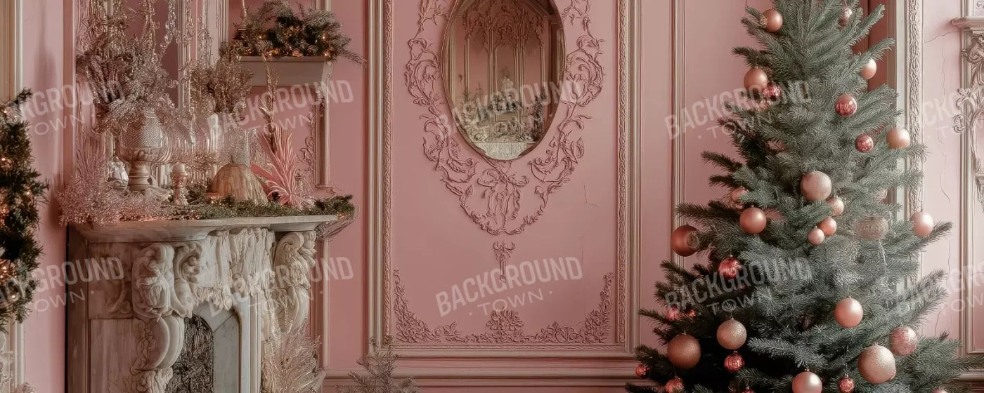 Pink Victorian Christmas Wall 20’X8’ Ultracloth (240 X 96 Inch) Backdrop