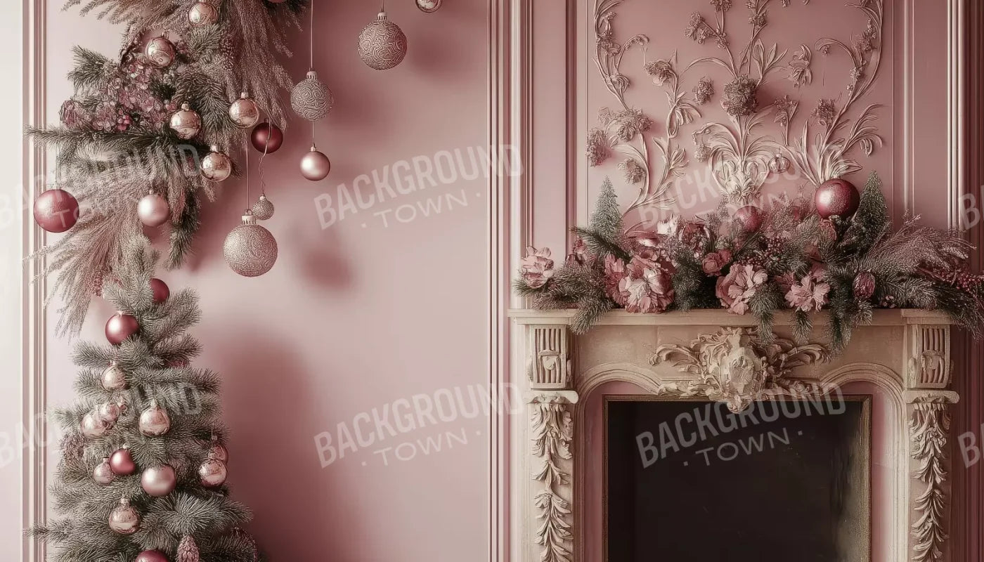 Pink Victorian Fireplace 14’X8’ Ultracloth (168 X 96 Inch) Backdrop