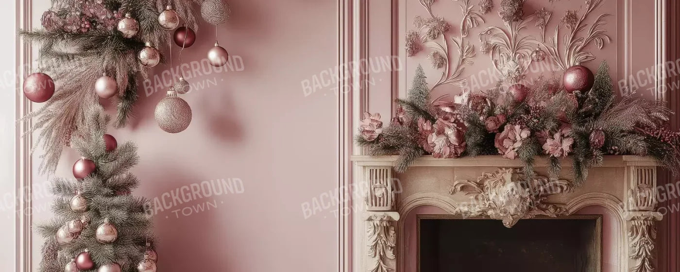 Pink Victorian Fireplace 20’X8’ Ultracloth (240 X 96 Inch) Backdrop