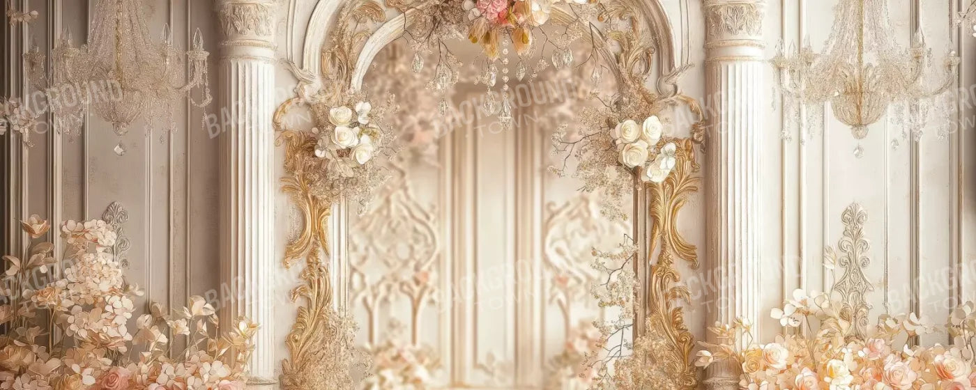 Pink Vintage Flowered Archway 20’X8’ Ultracloth (240 X 96 Inch) Backdrop