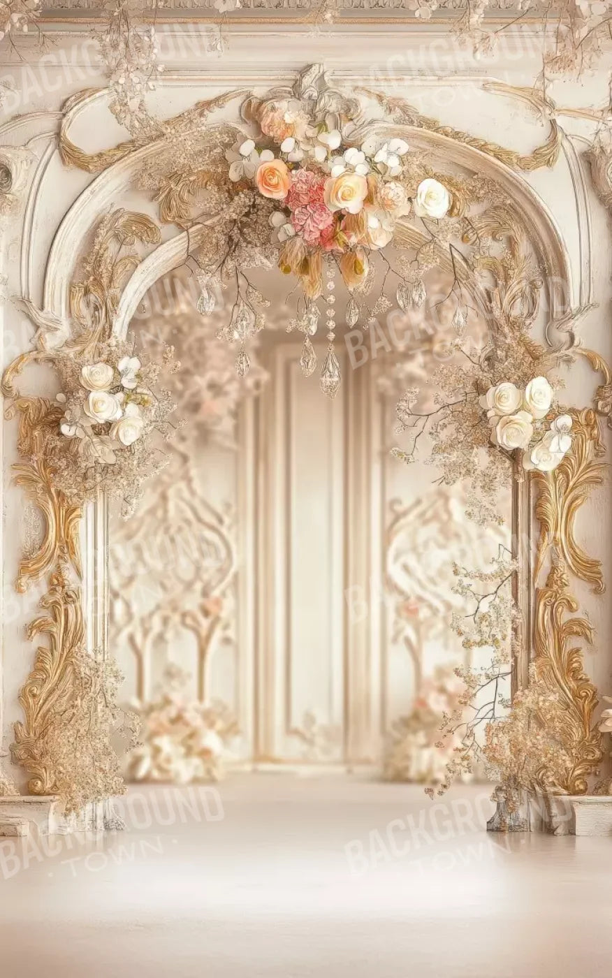 Pink Vintage Flowered Archway 5’X8’ Ultracloth (60 X 96 Inch) Backdrop