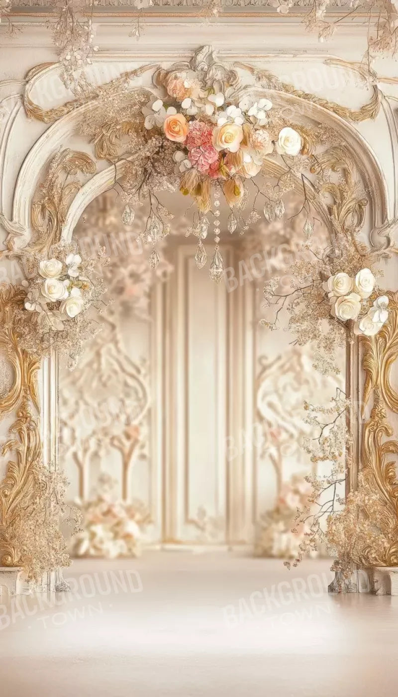 Pink Vintage Flowered Archway 8’X14’ Ultracloth (96 X 168 Inch) Backdrop