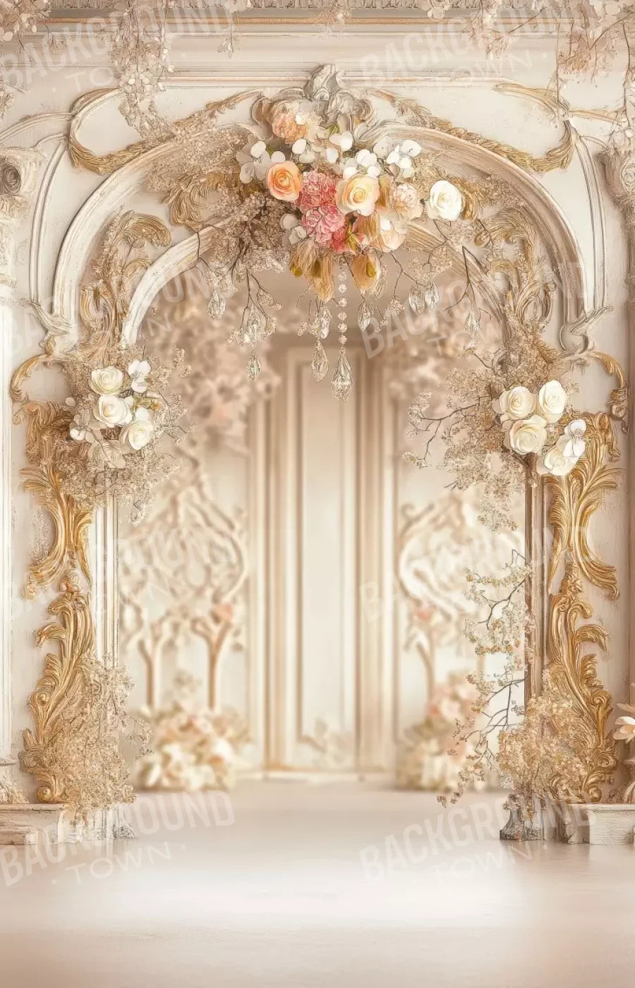 Pink Vintage Flowered Archway 9’X14’ Ultracloth (108 X 168 Inch) Backdrop