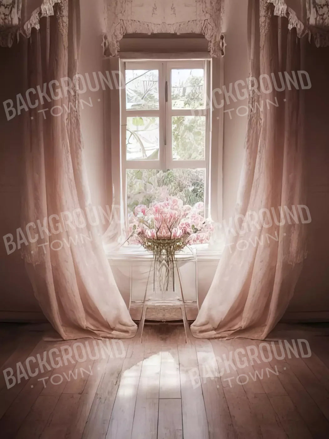 Pink Room 8X10 Fleece ( 96 X 120 Inch ) Backdrop