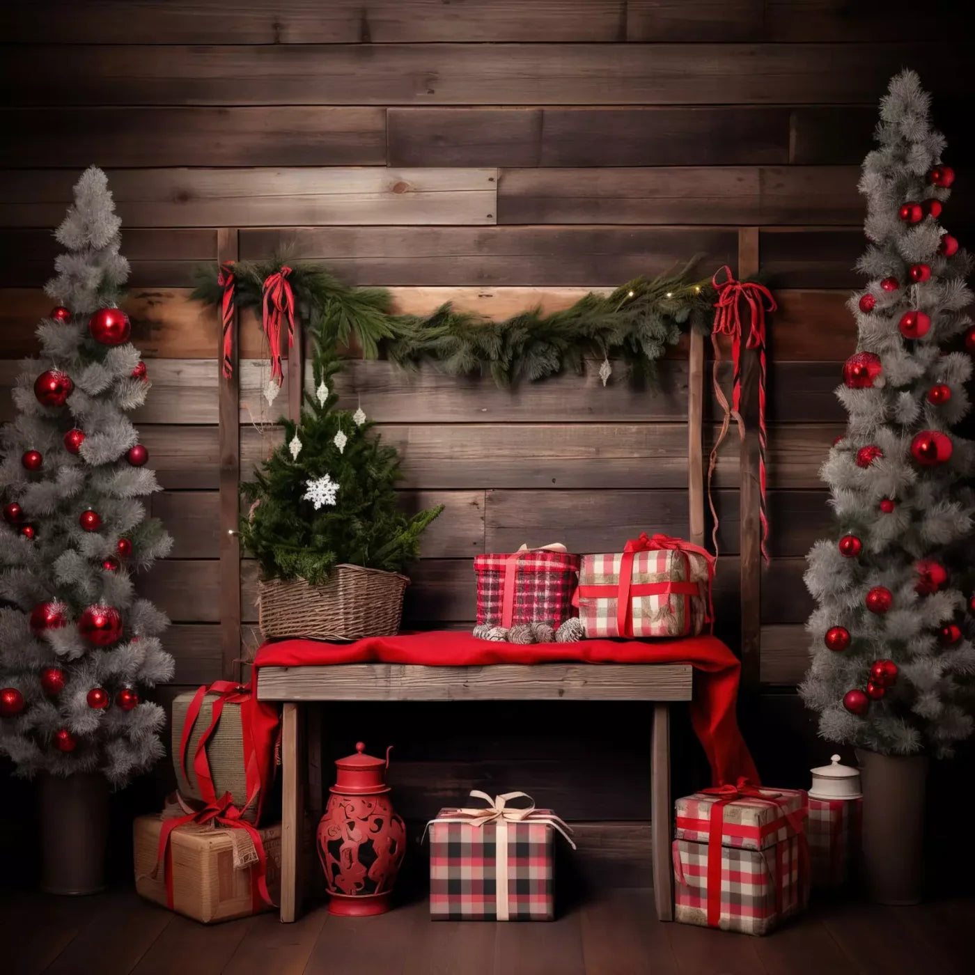 Plaid Tidings Ii 10’X10’ Ultracloth (120 X Inch) Backdrop