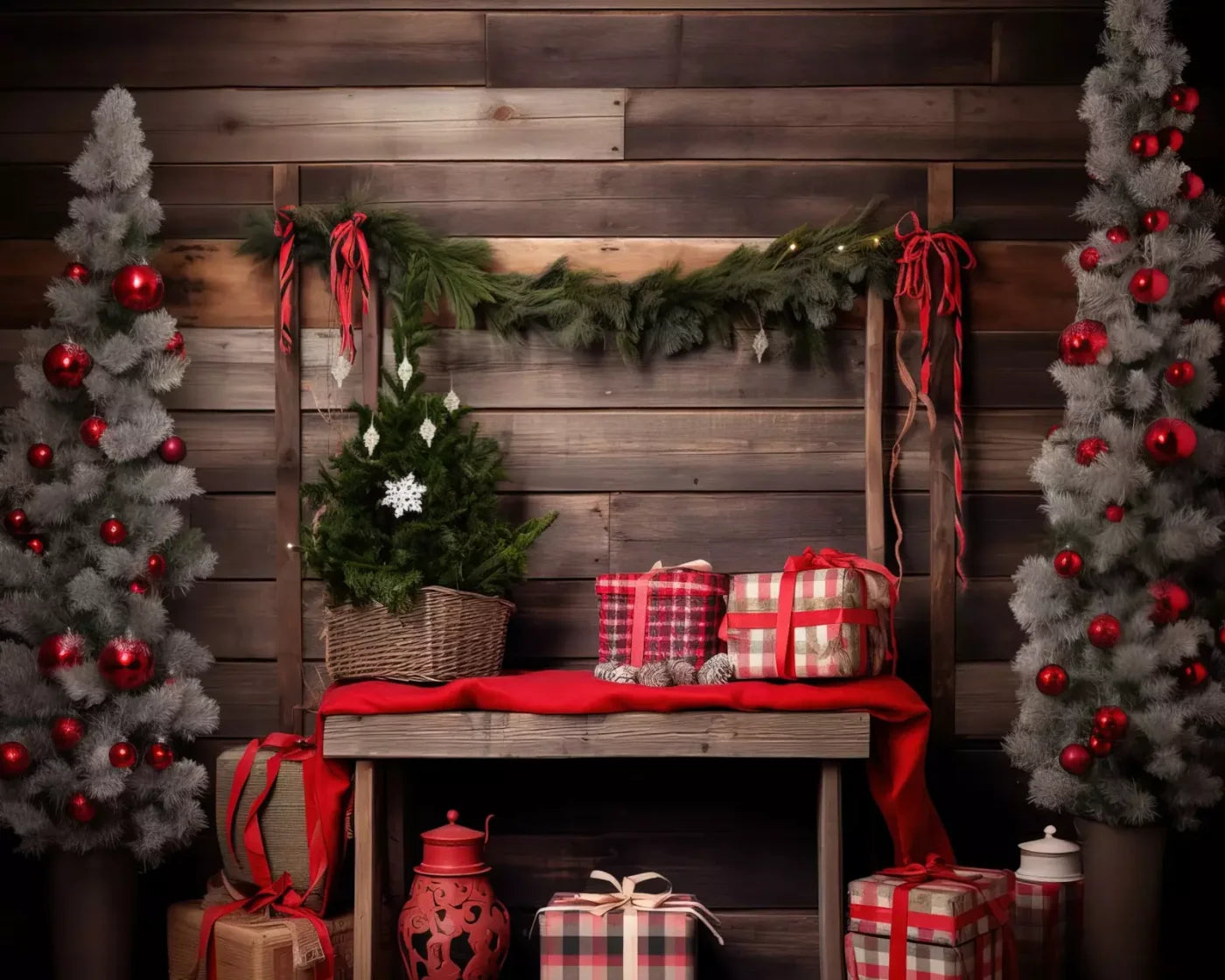 Plaid Tidings Ii 10’X8’ Fleece (120 X 96 Inch) Backdrop