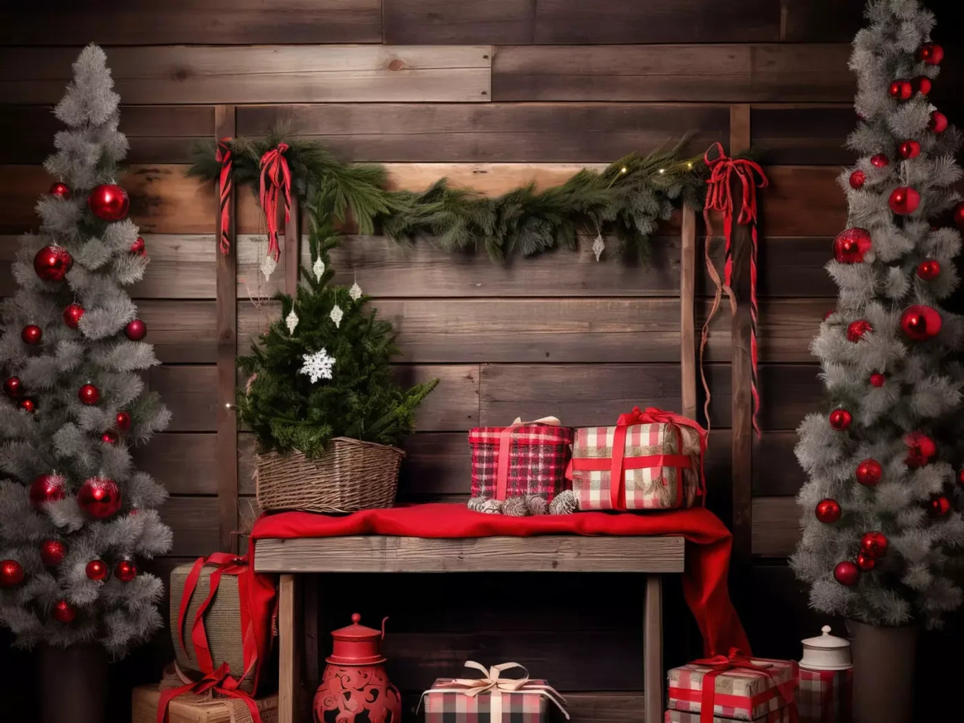Plaid Tidings Ii 6’8X5’ Fleece (80 X 60 Inch) Backdrop